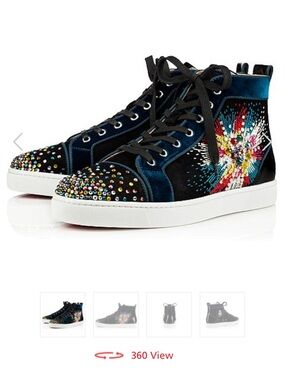 Embellished High-Top Sneakers in Black & Teal with Multicolor Crystal Burst